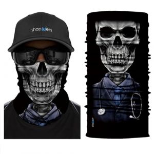 ShopINess Cache-Cou Moto Multifonction Tête de Mort – Tour de Cou Sport Homme Femme, Foulard Bandana Masque Crâne pour Moto, Ski, Randonnée, Halloween (Docteur) (ShopINess, neuf)