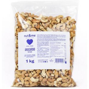 Noix de cajou grillées sans sel 1 kg nut&me | Sans Gluten | Végane | Fruits secs 100% Naturels | Riches en protéines | Snack sain et savoureux | Croquants | (nut & me, neuf)