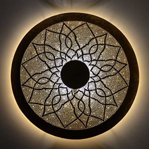 Applique murale orientale en laiton D 77 cm Applique murale d'int&eacute;rieur pour motifs de conte de f&eacute;es comme 1001 nuits | V&eacute;ritable artisanat du Maroc | 100 % fait main traditionnelle (L&acute;orient - Das Tor zum Orient, neuf)