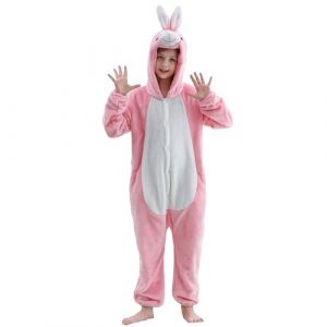 HAHASHOW Combinaison Pyjama Enfant Grenouillère Surpyjama Enfants Cosplay Cartoon Animaux à Capuche Unisexe Grenouillères Vêtements de Nuit Garcon Fille 7-8 Ans, Le Lapin (BabyHome Supply, neuf)