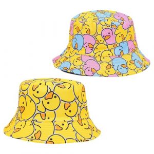 SAIIURV 2 Pi&egrave;ces Canard Bob R&eacute;versible Chapeau de P&ecirc;cheur pour Femme Homme, Bobs Mode Seau Chapeau de Soleil de Visi&egrave;re pour Adulte Adolescents, Classique Chapeau de Plage pour Plein Air (SHAOJU SJ, neuf)