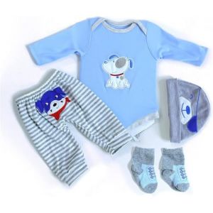 Scnbom b&eacute;b&eacute; Reborn poup&eacute;e V&ecirc;tements Vrai Fille r&eacute;aliste Toddler Convient pour 17-24 Pouces Accessoires (Bleu Chiots 4pcs Set) (FLOWER CHAN LIMITED, neuf)