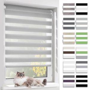 BelleMax Store Enrouleur Jour Nuit,Tissu Double,Rideau sans Per&ccedil;age,Translucide Occultant Protection Vie priv&eacute;e,pour Fen&ecirc;tre et Porte,(Largeur du Tissu 80 cm),Gris,80l x 180L cm (Ominia, neuf)