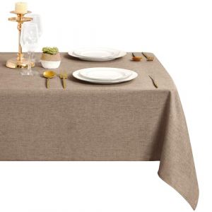 DWCN Nappe Kaki Aspect Lin Tissu Lavable et Imperm&eacute;able, Moderne Enduite Carr&eacute;e Anti-Tache de Table 135x135cm, pour Salle &agrave; Manger, Exterieur Jardin, F&ecirc;te, Mariage Maison, Anniversaire (DWCN EU, neuf)