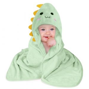 Aolso Cape de Bain Bébé à Capuche, Sortie de Bain Bébé Super Absorbante, 80 x 80cm Peluche De Corail De Haute Qualité, Serviettes de Bain pour bébé 0-3 Ans (Vert) (YIJIABAI, neuf)