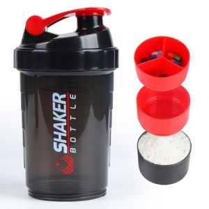 VIGIND Shaker à protéines 500ml,Bouteille shaker pour protéines,shaker avec compartiment,Mélangeur Sans Grumeaux，Anti-Fuite,Sans BPA & Lavable Lave-Vaisselle, rouge (VIGIND Direct, neuf)