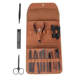 DEARMAMY Outil De Soin Des Ongles Ciseaux à Ongles Acier Inoxydable Pour Usage Domestique Avec Housse Cuir Marron (Liiane, neuf)