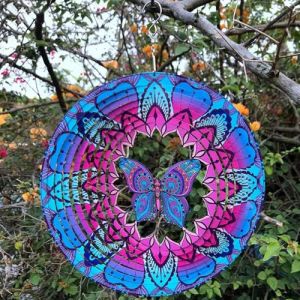 ZYEKIU Carillon a Vent Exterieur 3D Rotatif Carillon Eolien Eolienne de Jardin 30CM Décorations Cinétiques Jardin Extérieur pour Jardins, Cour, Patio, Arrière Éolienne en Métal (Papillon) (RUIYIDZ, neuf)