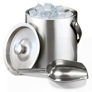 dellyy Seau a Glacon en Acier Inoxydable avec Cuillère à Glace, Seau a Glacon Isotherme, Convient pour l'extérieur, les fêtes, les Festivals, le Camping et Autres Occasions (HUAFA99, neuf)