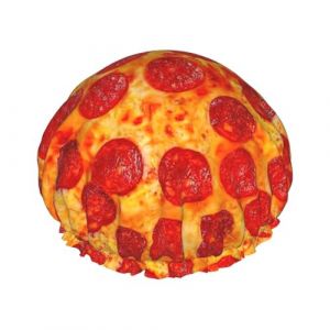 Chapeau de douche à bande élastique imprimé Pizza Pepperoni 3D, pour hôtel voyage, accessoires essentiels, fournitures de nettoyage (Qingchede77Stro, neuf)