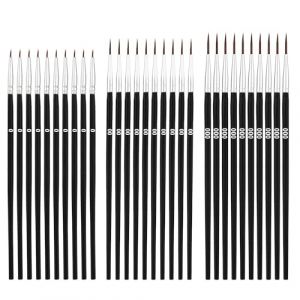 45pcs Ensemble de Pinceaux de Détail, Détail Pinceau avec 3 Tailles #0#00#000 Pinceaux à Doublure Fine pour la Peinture Artisanat Aquarelle Acrylique Huile Visage Art Peinture Miniature (Noir) (Jenniy, neuf)