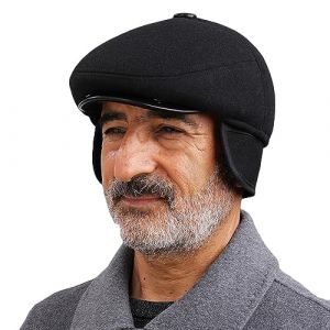 iEasey Casquette Plate d'hiver pour Homme avec Cache-Oreilles Casquette Beret Vintage Lvy Chapeau Bonnet Casquette à Visière avec Oreillettes Casquette Plate en Tweed en Laine (CYS-Direct, neuf)