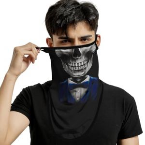 ShopINess Cache-Cou T&ecirc;te de Mort avec Oreillettes Unisexe &ndash; Bandana Moto et Tour de Cou Motard, Masque Cr&acirc;ne Halloween, Ski, Snowboard, Cyclisme et Sports Outdoor - (Noeud papillon) (ShopINess, neuf)