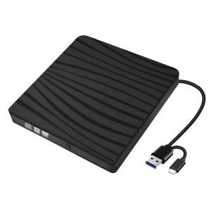 GERUI Lecteur DVD externe, USB 3.0 & Type-C Portable CD DVD +/-RW Graveur Optique Drive DVD Lecteur DVD Externe pour Ordinateur Portable Bureau avec Win11/Win10/Win8/Apple MacPro/MacBook/OS (Mohicans, neuf)