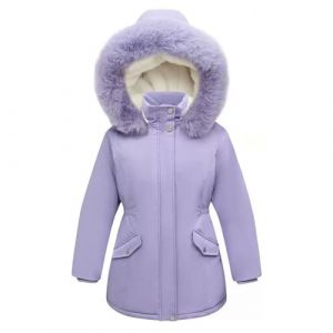 Manteau Enfant Fille Capuche Coupe-Vent Chaude Manteau Manche Longue Doux Automne-Hiver Doudoune Zippée Légère Décontracté Blouson Vacances Sport Enfant Fille Vêtements D'extérieur(Purple,13-14 ans) (yiTuIsI, neuf)