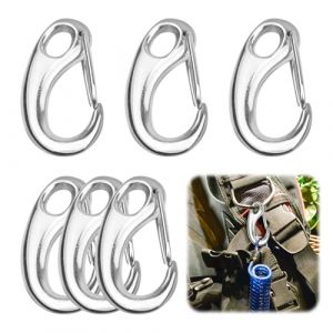 6 Pcs Mousquetons d'escalade en Acier Inoxydable, Mousqueton a Ressort en Acier Inoxydable, Mousqueton à Ressort Acier pour Hamac, Balançoire, Camping, Randonnée et Activités Extérieures - Argent (WeiLingYuanHui, neuf)