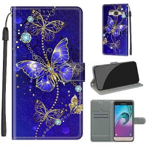 Coque pour Samsung Galaxy J3 / J3 (2016) Étui, avec [Béquille] [Fentes pour Cartes] Housse, Flip Case Portefeuille Etui Compatible Samsung Galaxy J3 / J3 (2016) (WGR Global Business, neuf)