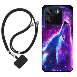 Sunrive Coque Compatible avec Blackview Wave 6C,TPU Étui Housse Protecteur Souple Gel Mat Back Cover Mignon Motifs Antichoc Case(Loup,Lune,Étoiles)+1x Universelle Dragonne (sunrive, neuf)