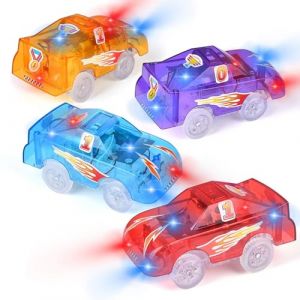Funkprofi Lot de 4 voitures &agrave; partir de 3 ans - Avec 5 LED - Circuit &eacute;lectrique avec bus, d&eacute;panneuse, camion de pompier et voiture de police tout-terrain (OhWalkie, neuf)