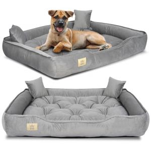 Un lit pour tr&egrave;s Grands Chiens XXL 130x105 cm | Lit pour Chien Lavable, Ultra Doux | Canap&eacute; Chien Orthopedique | Moelleux et Douillet, Super Doux | Made in EU Gris (AIO FACTORY GmbH, neuf)