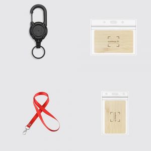 Porte Badge Premium avec Porte Carte Transparent, 1 Ensemble Comprend 4 &eacute;l&eacute;ments 1 Cordon, 1 porte Badge Enrouleur Deluxe et 2 Porte Carte &eacute;tanche pour porte cl&eacute;, carte d'Identit&eacute; (Rouge) (Alpanet, neuf)