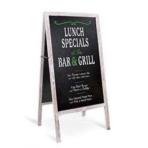 unho Panneau Publicitaire Extérieur Bois 50x100cm, Tableau Noir Magnétique à Double Face Chevalet Bois Ardoise Craie avec 2 Chiffons de Nettoyage Idéal pour Restaurant Café Bar Bistrot - Gris (UNHO, neuf)