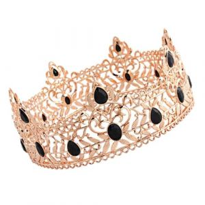 Angoily Couronne De Roi En Alliage Dor&eacute; Et Cristaux Noirs, Coiffure Cosplay Homme, Accessoires De Bal Et D&eacute;corations D'anniversaire Pour Hommes, Taille Unique, L&eacute;g&egrave;re Et R&eacute;sistante &agrave; L'usure (Xavier Eaton, neuf)