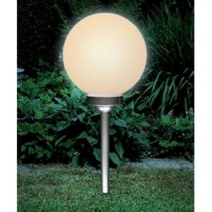 Boule de jardin solaire pour extérieur avec éclairage LED, piquet de terre, batterie 600 mAh, allumage automatique, lampe sphérique moderne et élégante (2, Ø 30 cm) (shoppingpalast, neuf)
