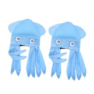 POPETPOP 2 pi&egrave;ces Chapeau de F&ecirc;te Original Forme de Pieuvre Bleue Accessoire Cosplay pour Hommes et Femmes Confortable et pour Halloween et (Riser Treasure, neuf)