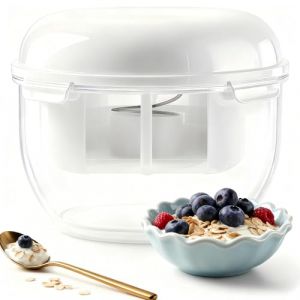 lomonmen Passoire &agrave; Yaourt Grec Passoire Yaourti&egrave;re 3000 ml S&eacute;parateur Lactos&eacute;rum avec Cr&eacute;pine &agrave; Mailles Fines en Acier Inoxydable Filtre &agrave; Lait de Soja Fabricant de Lait de Noix (Blanc 3000ml) (ZETIAN-EU, neuf)