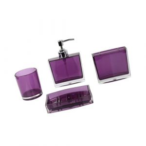 SUIOPPYUW Organiseur de salle de bain complet, porte-savon, distributeur lotion, porte-gobelet pour brosse &agrave; dents et 1 bo&icirc;te &agrave; savon. Rangement facile, Violet (excluosive, neuf)
