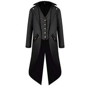 kinstell Redingote vintage steampunk pour homme - Style médiéval gothique victorien - Costume d'Halloween et de costumade, Noir , S (Kinstell uk, neuf)