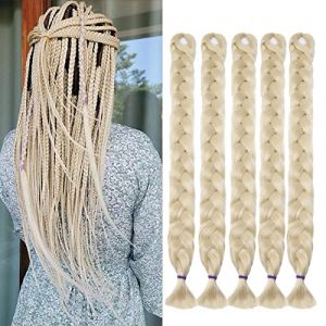 TESS 104 cm Meches pour Tresses Africaine Blond platine Meche Cheveux 165g/pièce Tresse Cheveux 5 Pièces Rajout Meches Pour Tresses Africaine (Blond platine-5paquet) (TESS Official, neuf)