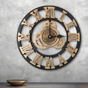 ALEEFOON Vintage Romains Silencieux Horloge Pendule Industriel 3D Silensieuse Horloge de la Maison pour Salon, Salle, Maison Décor (30 CM, Roman Numerals) (Aleenfoon-EU, neuf)