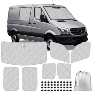 7 Pièces Tapis Thermique Voiture Remplacement pour Mercedes Sprinter LWB 2006-2019, Protection Solaire Pare-Brise, Ensemble de Pare-Soleil Pliable Remplacement pour VW Crafter LWB 2006-2019 (JinsenTGG, neuf)