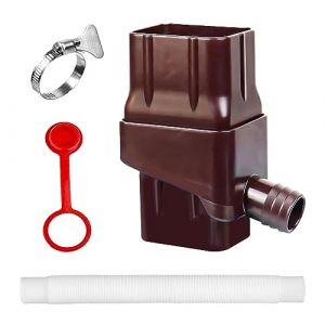 Kit de Déviateur de Baril de Pluie,Tuyau À Haut Débit de, Système de Collecte d'eau de Pluie Réutilisable, Système de Connecteur de Déviateur de Collecte d'eau de Pluie (Jaune-Brun) (Toothbace-FR, neuf)