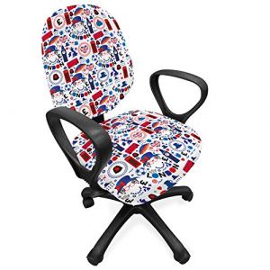 ABAKUHAUS Londres Housse pour Chaise de Bureau, Thème Voyage, Couverture de Protection en Tissu Décorative Élastique, Multicolore (Abakuhaus, neuf)
