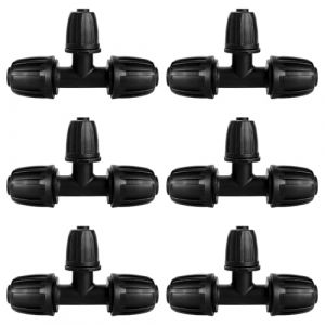 VooGenzek 6 Pi&egrave;ces Connecteur de Tuyau en T Barbel&eacute;, 3-Voies Raccord de Tuyau D'Irrigation pour Tube 13/16 mm &agrave; 8/12 mm, Connecteur D'Irrigation Goutte &agrave; Goutte &agrave; 3-Voies pour Jardin, Pelouse (VooGenzek, neuf)