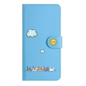 Nokverzy Coque pour Samsung Galaxy S8 &Eacute;tui Housse Portefeuille Cuir Pochette Clapet Chat Motif Porte Carte Magn&eacute;tique Protection Cover Etui Rabat T&eacute;l&eacute;phone Portable pour Samsung S8 Bleu (annuo, neuf)