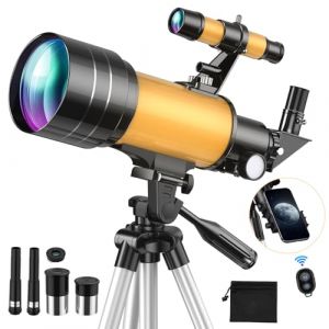 T&eacute;lescope Astronomique 70/300mm, Lunette HD Astronomique R&eacute;fracteur avec Tr&eacute;pied Professionnel et Adaptateur de T&eacute;l&eacute;phone, T&eacute;lescope pour Enfants D&eacute;butants et Amateurs, Observer la Lune 15-150X (liuguoping1, neuf)