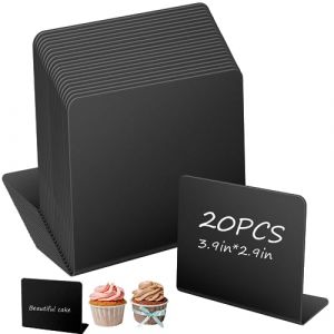 Mkitnvy Mini Tableau Noir, 20 Pi&egrave;ces Panneau D'affichage, mini Ardoise, Mini Ardoise Craie Plastique, Rableau Noir Craie avec 1 Stylo, pour Mariages, F&ecirc;tes, D&eacute;corations de Table et Price Tag (Starlin Store, neuf)
