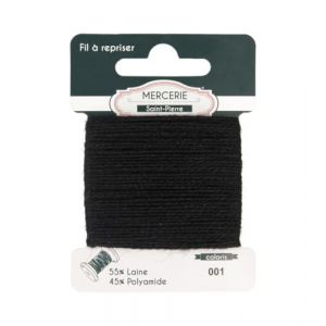 Fil &agrave; repriser Laine 15m Noir (MYMERCERIE, neuf)