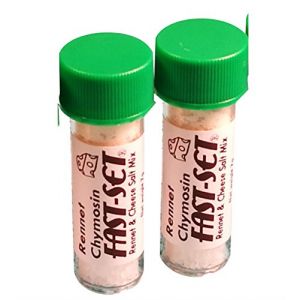 Lot de 2 présure Chymosin - Mélange de 7 grammes pour 50 litres de lait de présure et de sel de fromage, de présure et de coagulant (SmartSignsSolutions, neuf)
