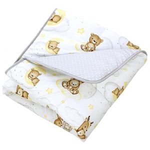 TupTam Tapis de jeu pour B&eacute;b&eacute; Enfants Tapis d'&eacute;veil 120 x 120 cm Rembourr&eacute; XXL Chambre de B&eacute;b&eacute;, Animaux sur des nuages/Blanc/Gris/Beige (LotteStyle, neuf)