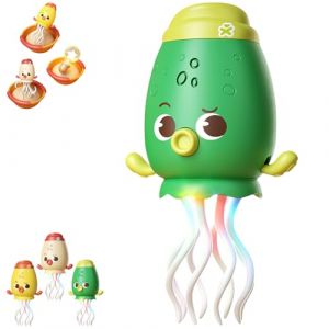 Explorateur de tentacules intelligent, pieuvre Wiggly Wonder - Pieuvre électrique auto-éviter de ramper avec LED et musique - Jouet calamar dansant - Rechargeable par USB (vert) (Rui 7-14Delivery, neuf)