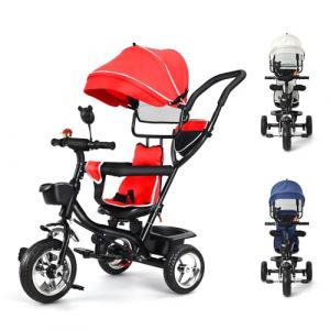 LIUNNCC 5 en 1 Tricycle B&eacute;b&eacute; &Eacute;volutif,Draisienne &Eacute;volutif,Trike Bebe,Velo Poussette Bebe &Eacute;volutif,Velo Enfant 5 Ans,De 6 Mois,Pliable,Facile &Agrave; Plier,Accessoires Pratiques (jusiZL, neuf)