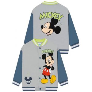 Disney Veste Bomber Garçon Mickey Mouse, Veste Mickey Garçon, Vestes Baseball Coton Été, Gris 5-6 Ans (Character FR, neuf)