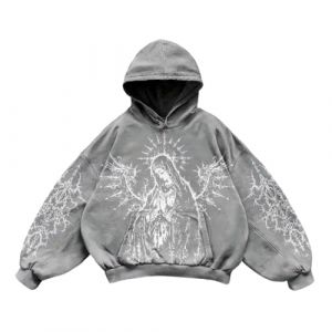 KBOPLEMQ Sweat &agrave; capuche t&ecirc;te de mort pour homme - Costume d'Halloween Y2K Harajuku - V&ecirc;tement gothique - Pull &agrave; capuche 3D - D&eacute;contract&eacute; - Manches longues - Hip Hop - Veste d'hiver gothique, O gris (VISNA, neuf)
