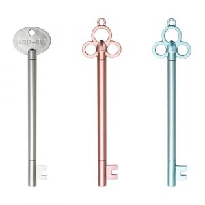 Husalsea Lot de 3 stylos neutres en forme de clé rétro, bleu, argent, rose, stylo créatif pour bureau, école, maison (hanwinb, neuf)