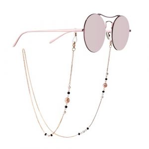 Mini Tree Cha&icirc;ne pour Lunettes Femme et Homme, Cordons &agrave; Perles pour Lunettes de Lecture, Porte-Lunettes et Lunettes de Soleil &agrave; Porter autour du Cou (Rose Or) (EASE LEAP EU, neuf)